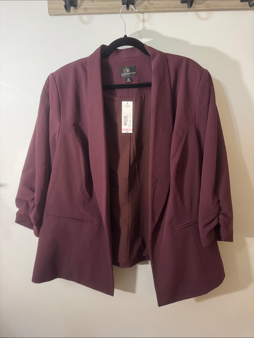 Worthington Women's Wine Open-Front Blazer